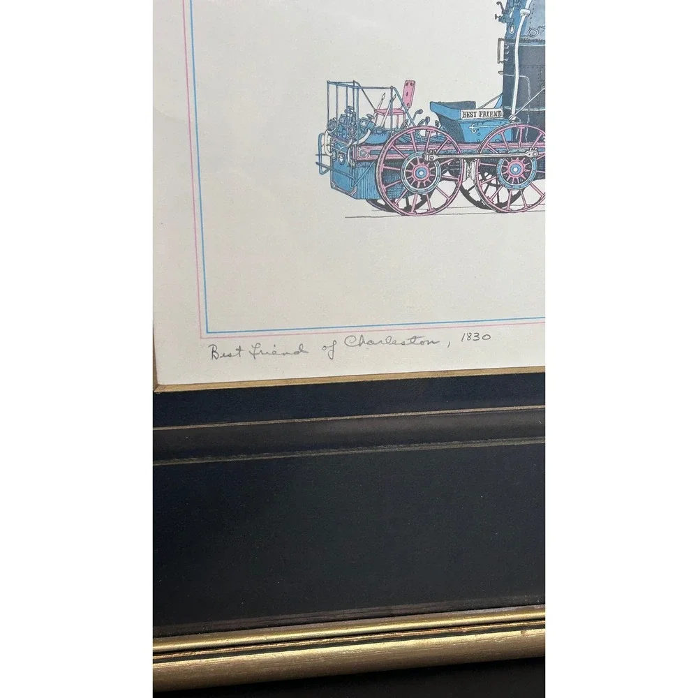Vintage Curro Best Friend of Charleston 1830 Framed Train Print South Carolina - Picture 3 of 9
